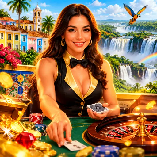 Equipe de dealers brasileiras da mesa de roleta ao vivo em estúdio