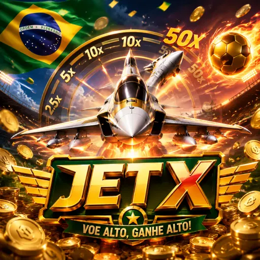 Foguete do JetX em trajetória ascendente com multiplicador destacado