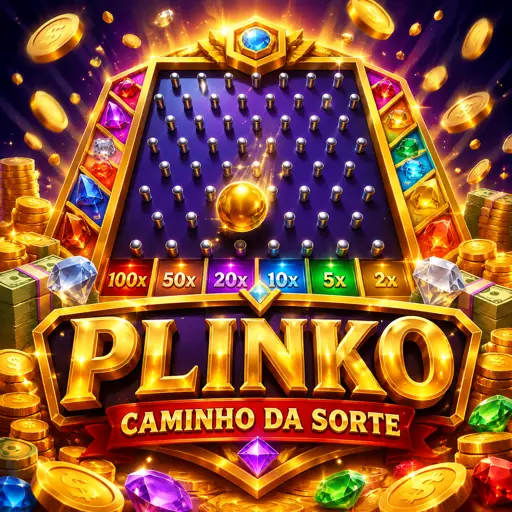 Pirâmide de pinos do Plinko com bolinha caindo até a faixa de multiplicador